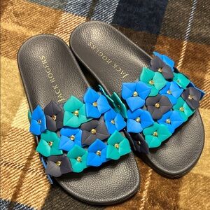 Jack Rogers Black and Blue Floral Sandals